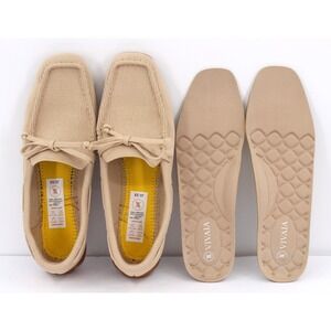Vivaia Tan Jackie Square Toe Slip On Loafers Comfort Drivers Preppy EU 37 US 6.5